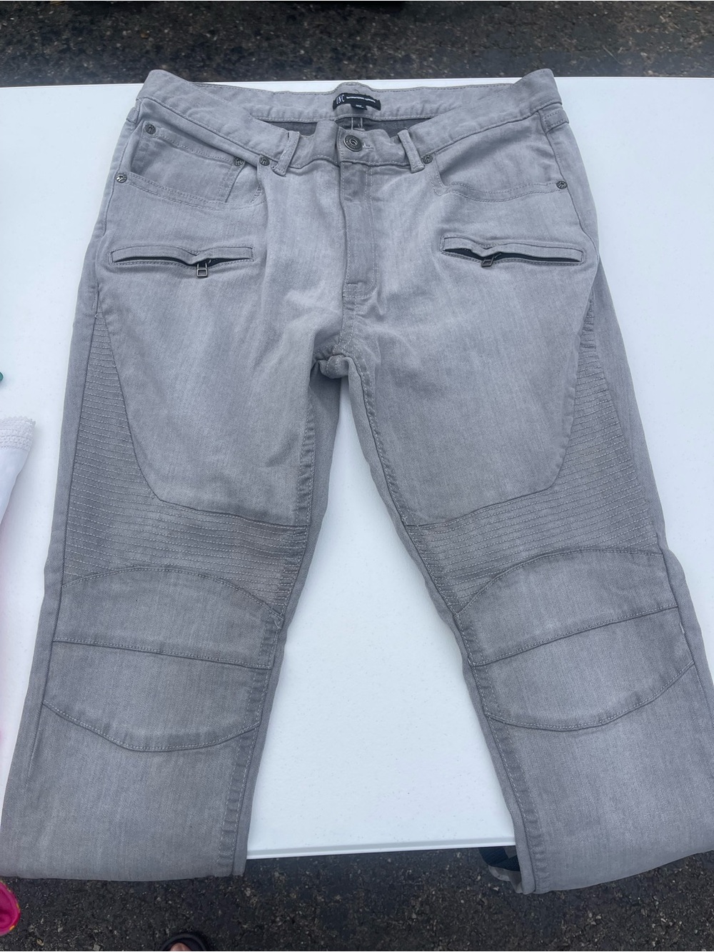 Men's Grey Slim Moto Jeans